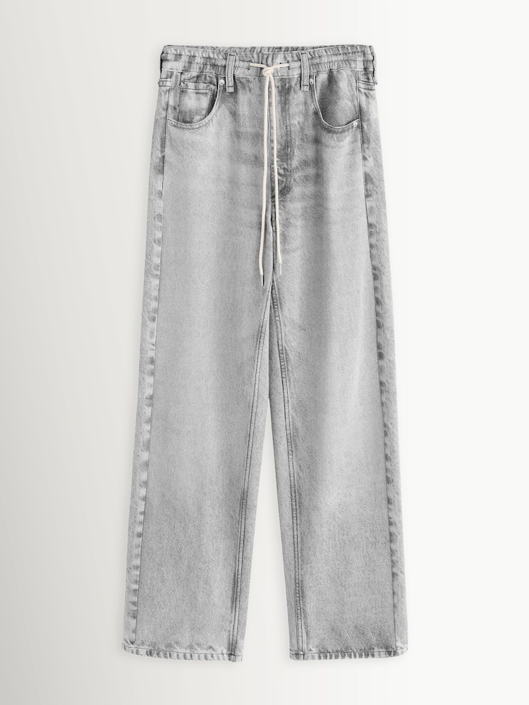 Rag & Bone Grey Miramar Terry Drawstring 31.5" Wide Leg Jeans - Image 1 of 1 Rag & Bone Grey Miramar Terry Drawstring 31.5" Wide Leg Jeans - Image 1 of 1