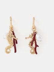 Accessorize Gold Seahorse Charm Hoop Earrings - Image 1 of 2