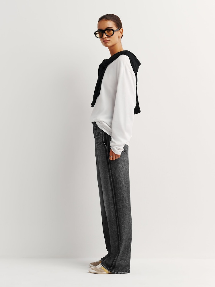 Rag & Bone Black Miramar Terry 31.5" Wide Leg Jeans - Image 2 of 5 Rag & Bone Black Miramar Terry 31.5" Wide Leg Jeans - Image 2 of 5