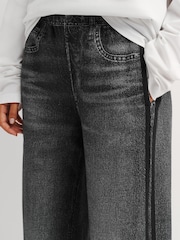 Rag & Bone Black Miramar Terry 31.5" Wide Leg Jeans - Image 3 of 5