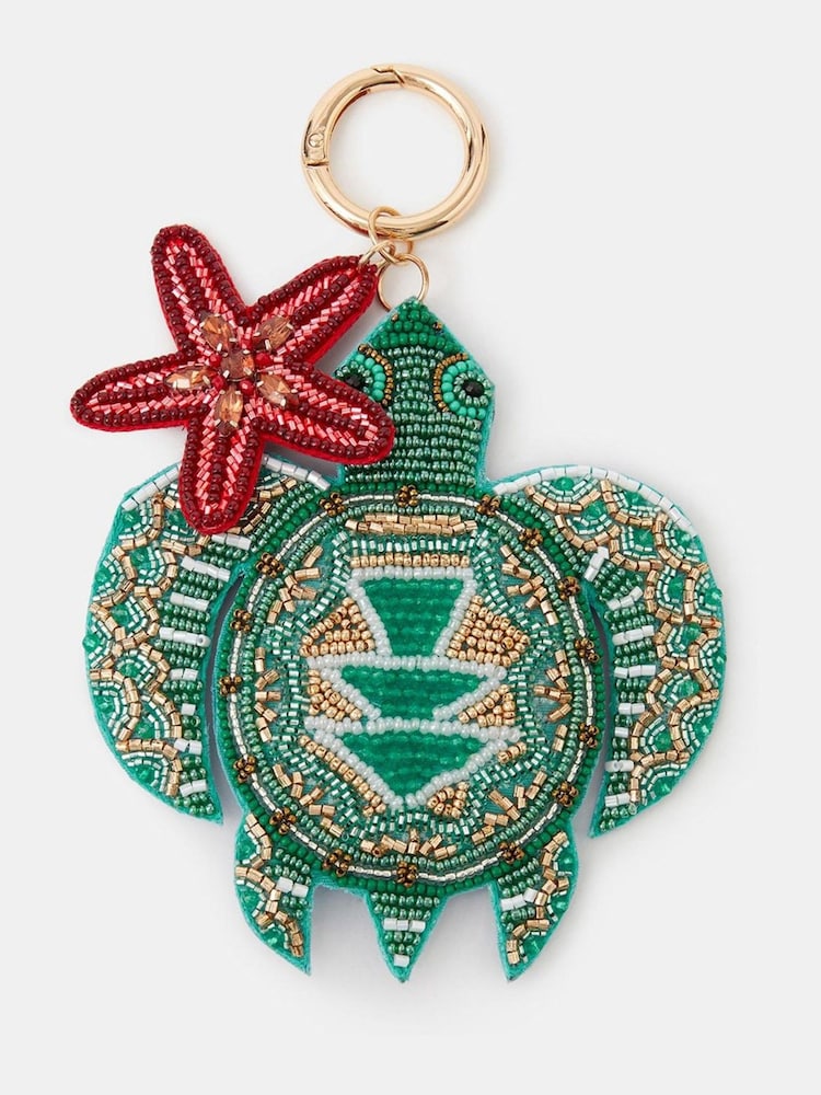Accessorize Blue Beaded Turtle Bag Charm - Image 1 of 2