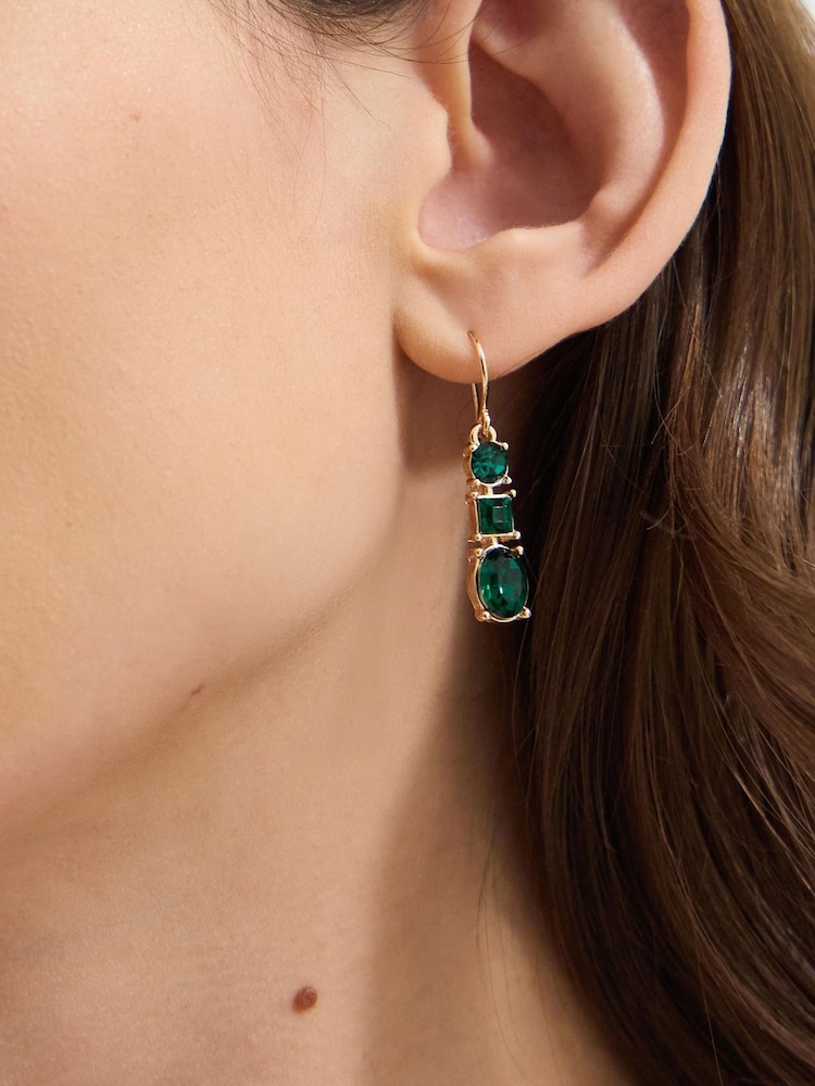 Accessorize Gold Tone Gemstone Drop Earrings 3 Pack - Image 2 of 2