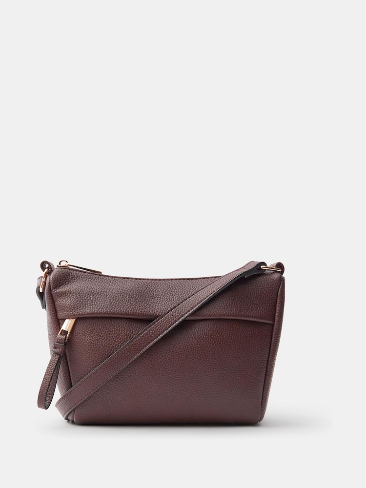 Accessorize Brown Zip Front Cross-Body Bag - Image 1 of 3