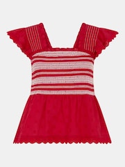 Accessorize Red Smocked Broderie Top - Image 4 of 4