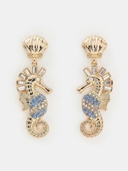 Accessorize Blue Statement Seahorse Drop Earrings - Image 1 of 2
