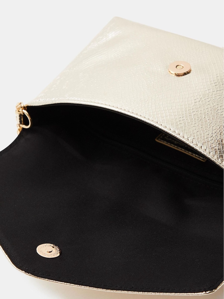 Accessorize Gold Envelope Cross-Body Bag - Image 2 of 3 Accessorize Gold Envelope Cross-Body Bag - Image 2 of 3