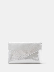 Accessorize Silver Metallic Envelope Crossbody Bag - Image 1 of 3