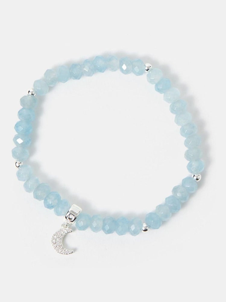 Accessorize Blue Sterling Silver-Plated Blue Quartz Beaded Bracelet - Image 1 of 2