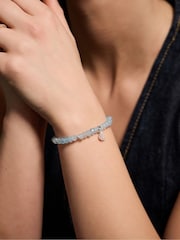 Accessorize Blue Sterling Silver-Plated Blue Quartz Beaded Bracelet - Image 2 of 2