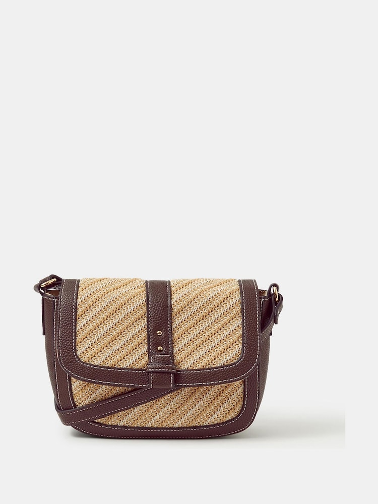 Accessorize Brown Woven Cross-Body Bag - Image 1 of 3