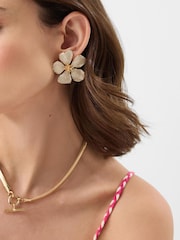 Accessorize White Flower Statement Stud Earrings - Image 2 of 2