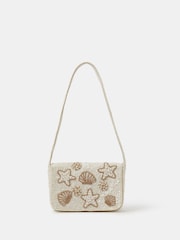 Accessorize Cream Seashell Sequin Shoulder Bag - Image 1 of 2