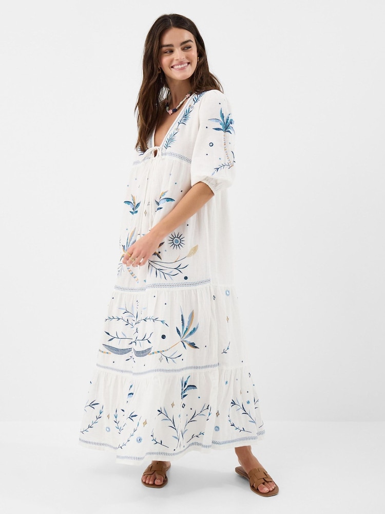 Accessorize Cream Celestial Embroidered Maxi Dress - Image 1 of 4 Accessorize Cream Celestial Embroidered Maxi Dress - Image 1 of 4