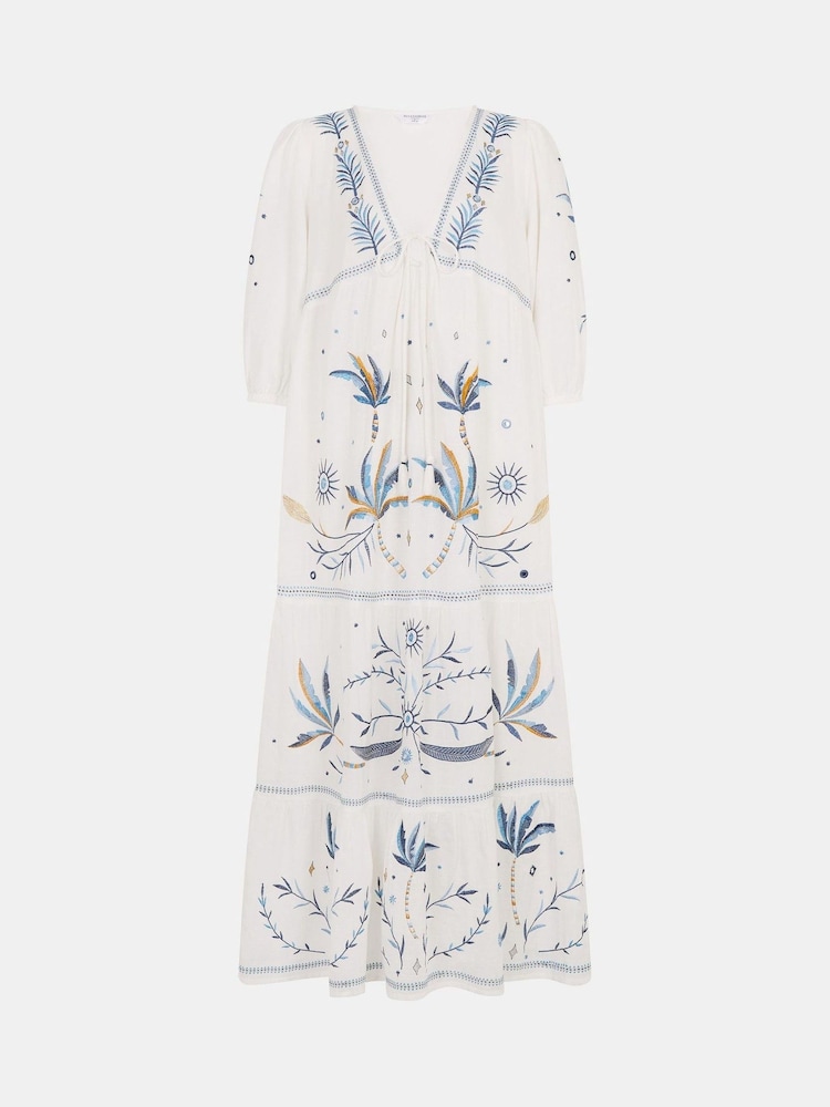 Accessorize Cream Celestial Embroidered Maxi Dress - Image 4 of 4 Accessorize Cream Celestial Embroidered Maxi Dress - Image 4 of 4