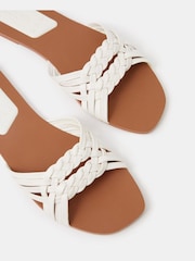 Accessorize White Woven Leather Slide Sandals - Image 2 of 2