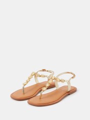 Accessorize Gold Sun Embellished Sandals - Image 1 of 2