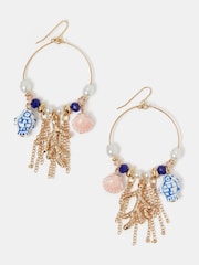 Accessorize Blue Sea Charm Hoop Earrings - Image 1 of 2