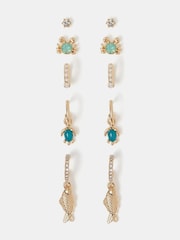 Accessorize Gold Tone Fish Stud & Hoop Earrings 5 Pack - Image 1 of 2