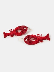 Accessorize Red Beaded Lobster Drop Earrings - Image 1 of 2