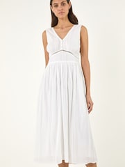 Blanco - Roman Seersucker V-Neck Midi Dress - Imagen 1 de 5