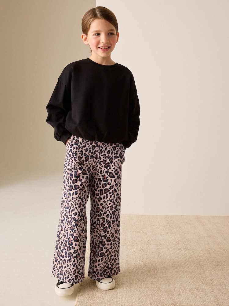 Animal Print 1 Pack Wide Leg Jersey Trousers (3-16yrs) - Image 2 of 8