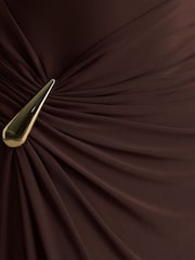 Club L London Brown Fiora | Neck Maxi Dress With Gathered Detail - Image 6 of 6