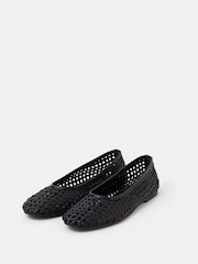 Accessorize Black Woven Leather Ballet Flats - Image 1 of 2