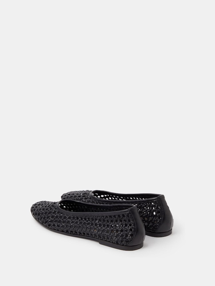 Accessorize Black Woven Leather Ballet Flats - Image 2 of 2 Accessorize Black Woven Leather Ballet Flats - Image 2 of 2