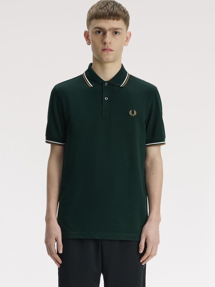 Fred Perry Green Tipped Short Sleeve Polo Shirt - Image 1 of 5