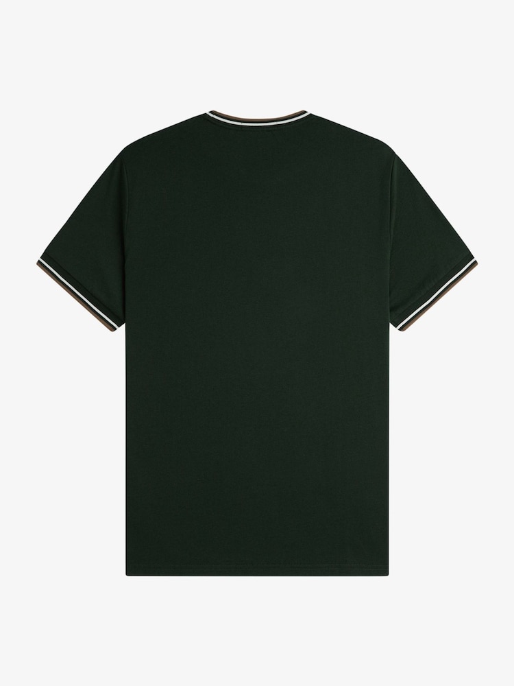 Зеленый - Футболка с контрастной отделкой и логотипом Fred Perry - Изображение 5 5