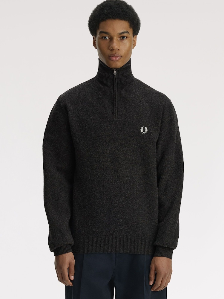 Grå - Fred Perry Merino Wool Funnel Neck Jumper - Bilde 1 av 5