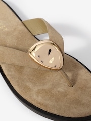 Mint Velvet Natural Nova Suede Flip Flop Sandals - Image 5 of 6