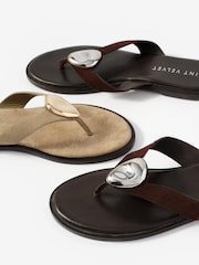 Mint Velvet Natural Nova Suede Flip Flop Sandals - Image 6 of 6
