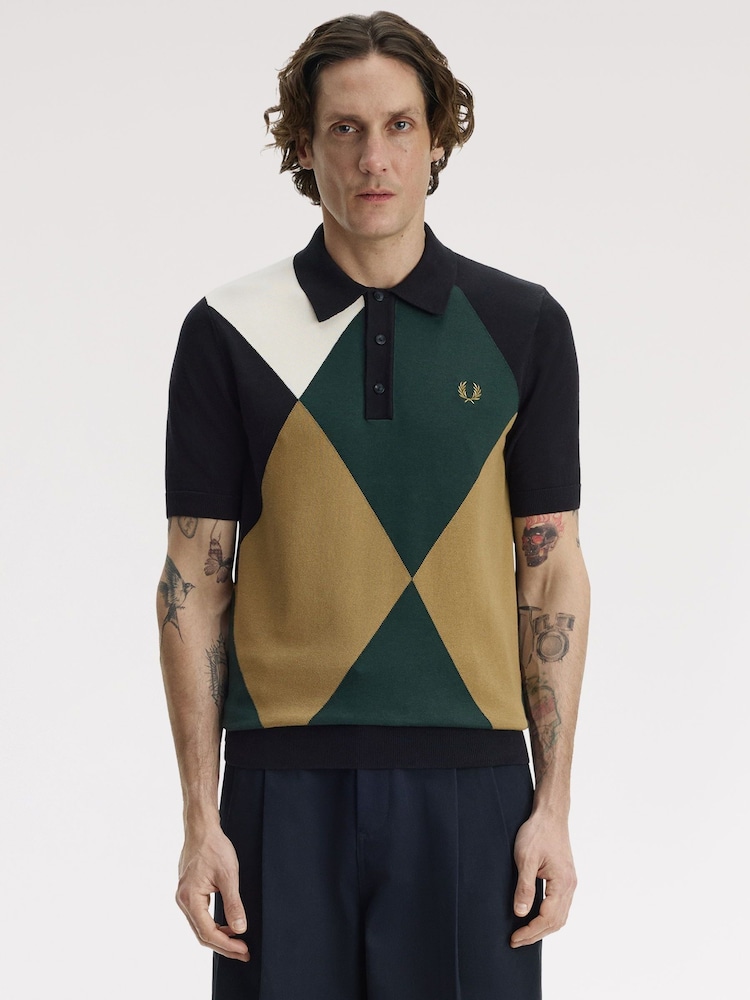 Fred Perry Offset Argyle Knitted Shirt - Bilde 1 av 5