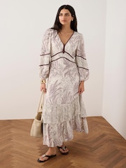 Mint Velvet Cream Printed Boho Maxi Dress - Image 3 of 8