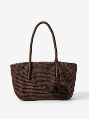 Mint Velvet Brown Blake Stripe Paper Tote Bag - Image 1 of 5