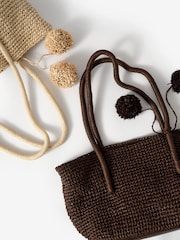 Mint Velvet Brown Blake Stripe Paper Tote Bag - Image 4 of 5