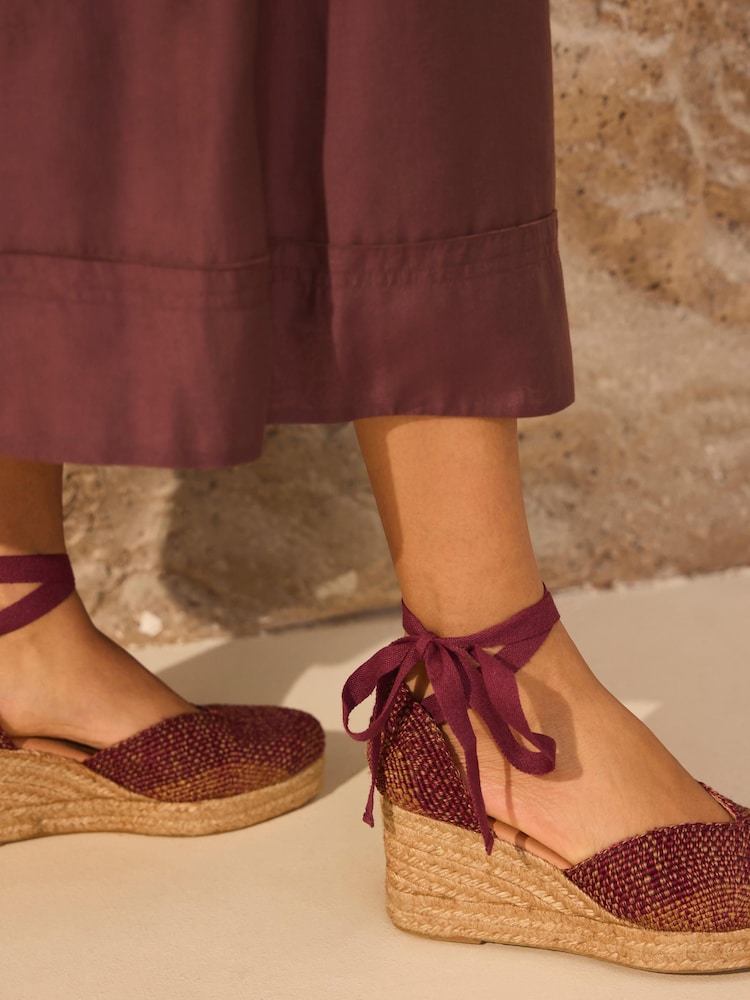 Mint Velvet Red Amelia Woven Espadrille Wedges - Image 1 of 4 Mint Velvet Red Amelia Woven Espadrille Wedges - Image 1 of 4