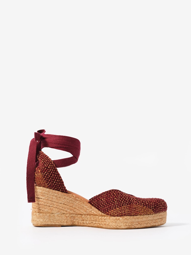 Mint Velvet Red Amelia Woven Espadrille Wedges - Image 2 of 4 Mint Velvet Red Amelia Woven Espadrille Wedges - Image 2 of 4