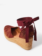 Mint Velvet Red Amelia Woven Espadrille Wedges - Image 3 of 4