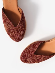 Mint Velvet Red Amelia Woven Espadrille Wedges - Image 4 of 4