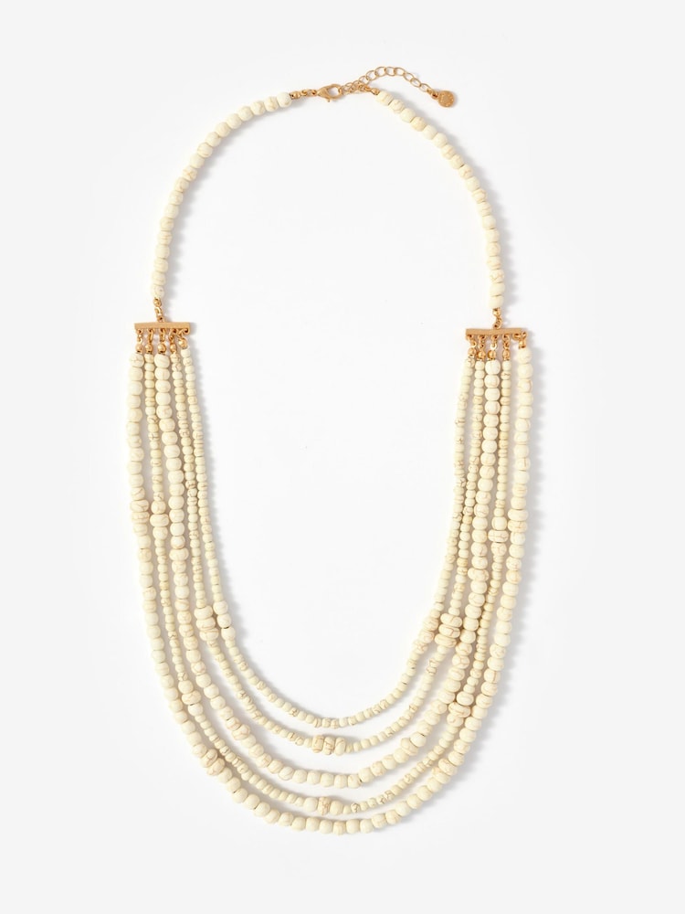 Mint Velvet White Beaded Layered Necklace - Image 1 of 4