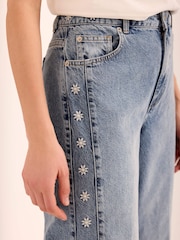 Mint Velvet Blue Floral Embroidered Jeans - Image 4 of 7