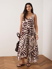 Mint Velvet Red Palm Print Maxi Dress - Image 5 of 7
