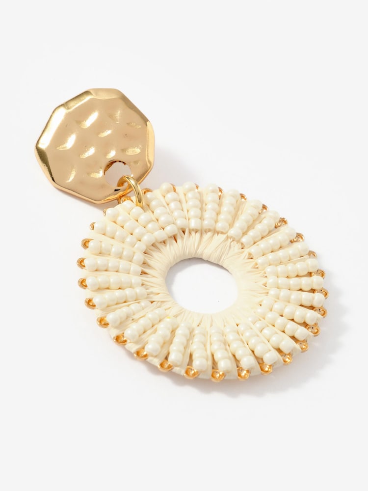 Mint Velvet Gold Raffia Statement Hoop Earrings - Image 3 of 3 Mint Velvet Gold Raffia Statement Hoop Earrings - Image 3 of 3