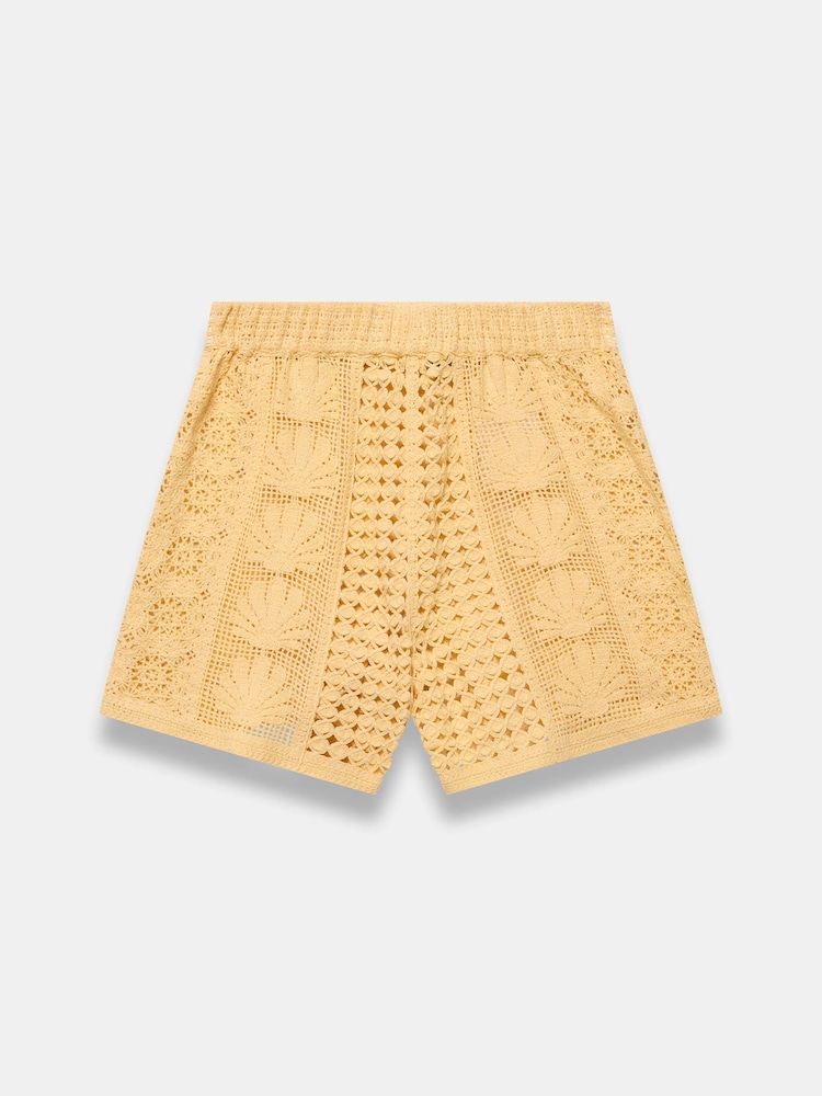 Mint Velvet Yellow Cotton Blend Crochet Knit Shorts - Image 7 of 7 Mint Velvet Yellow Cotton Blend Crochet Knit Shorts - Image 7 of 7
