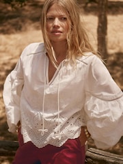 Mint Velvet White Cotton Broderie Blouse - Image 4 of 7