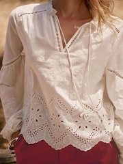 Mint Velvet White Cotton Broderie Blouse - Image 6 of 7