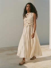 Mint Velvet Cream Cotton Blend Crochet Maxi Dress - Image 2 of 8