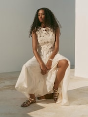 Mint Velvet Cream Cotton Blend Crochet Maxi Dress - Image 3 of 8